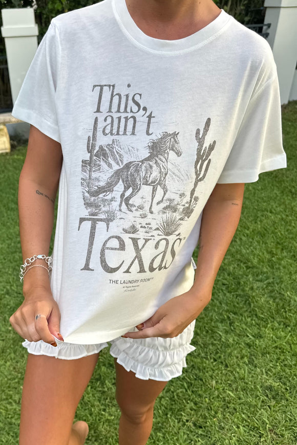 THE LAUNDRY ROOM Womens This Ain't Texas Stallion Perfect Tee - White, WOMENS TEES & TANKS, THE LAUNDRY ROOM, Elwood 101