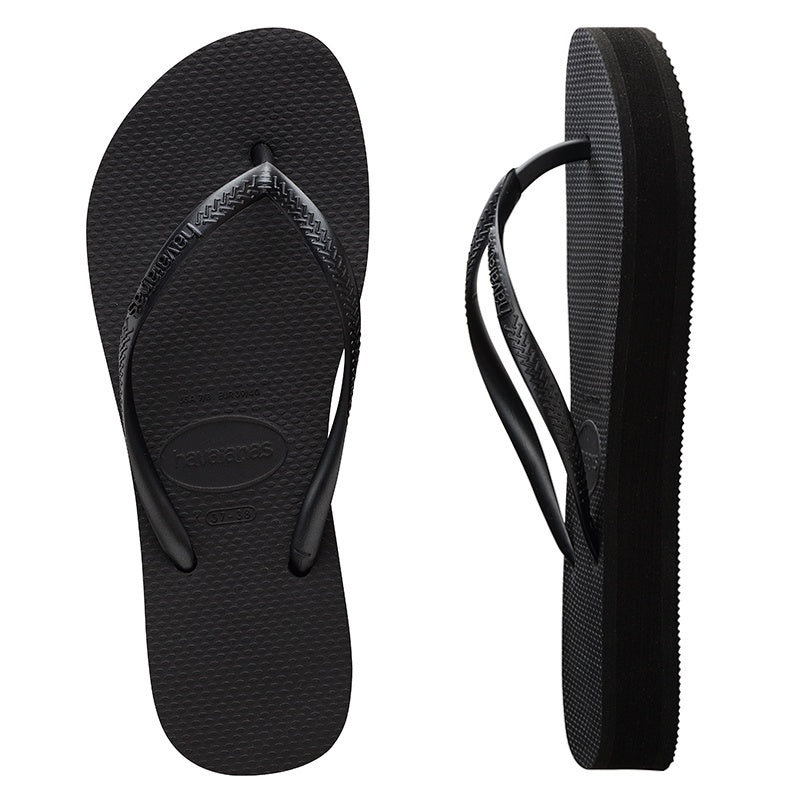 Havaianas SLIM FLATFORM ELEVATED THONGS BLACK FEMALE Elwood 101