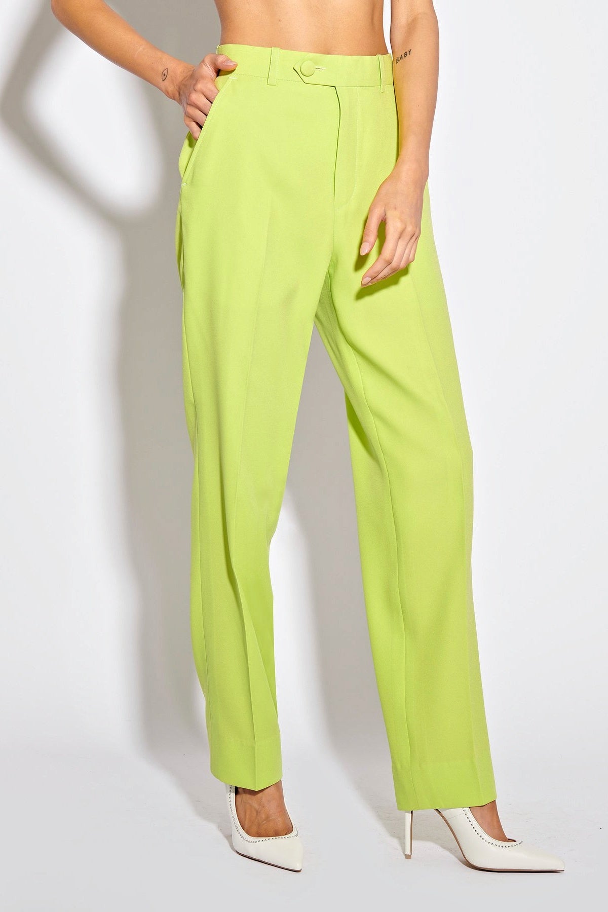 Lime Green Pants- Wide-Leg Pants - High-Waisted Green Pants - Lulus
