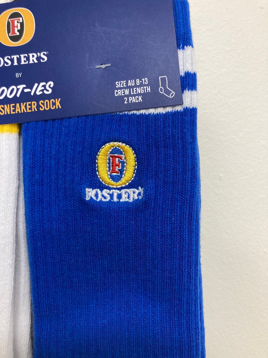 FOOT-ies Fosters CUB Icons Embroidery Crew Socks 2-Pack - Blue and ...