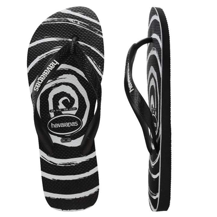 HAVAIANAS Top Print Whirl Thongs Black White Male Elwood 101