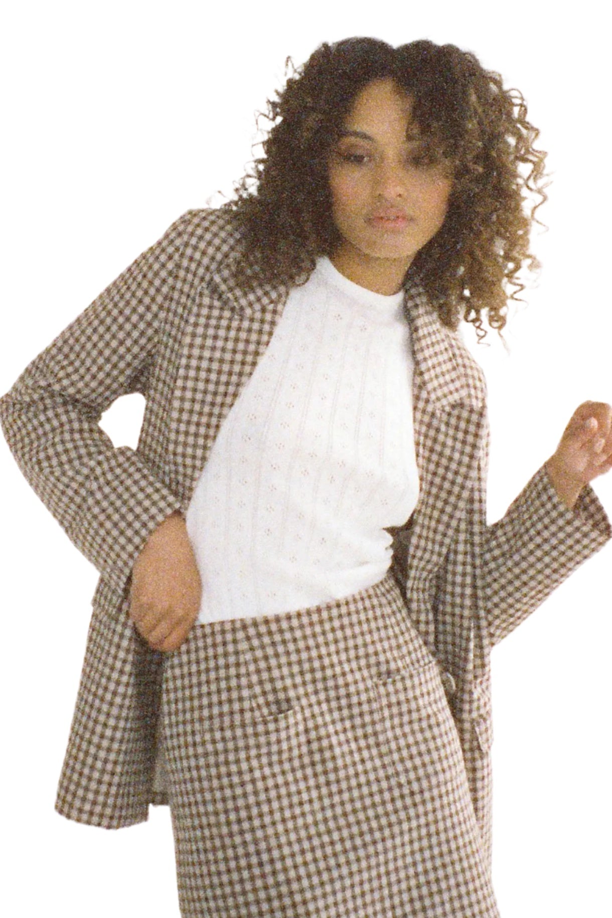 Womens hot sale gingham blazer