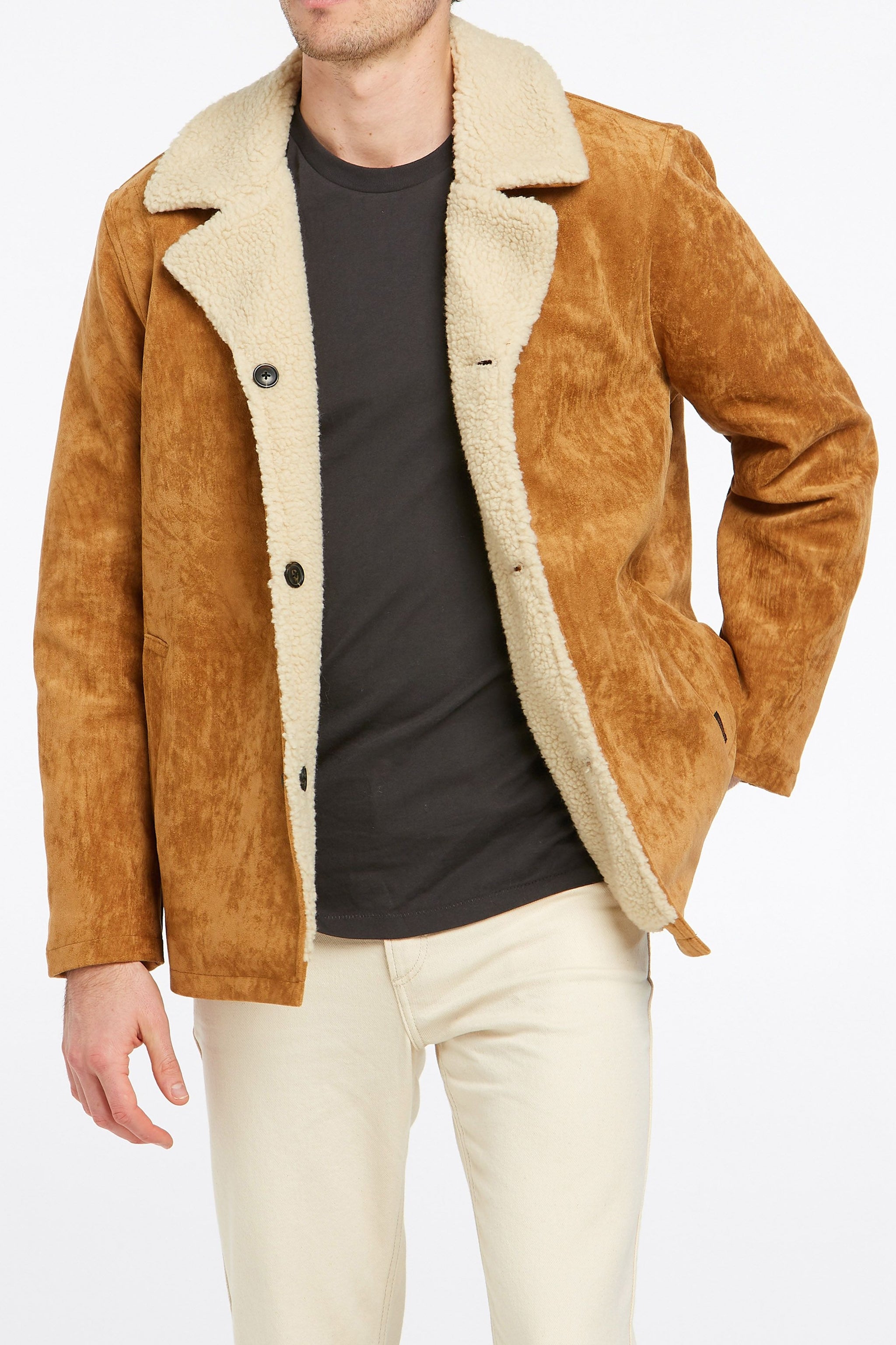 WranglerMens Faux Pas Sherpa Coat - Tan | Elwood 101