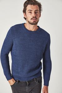 Rollas MENS ROLLA'S CREW KNIT - BLUE MELANGE, MENS KNITS & SWEATERS, ROLLAS, Elwood 101