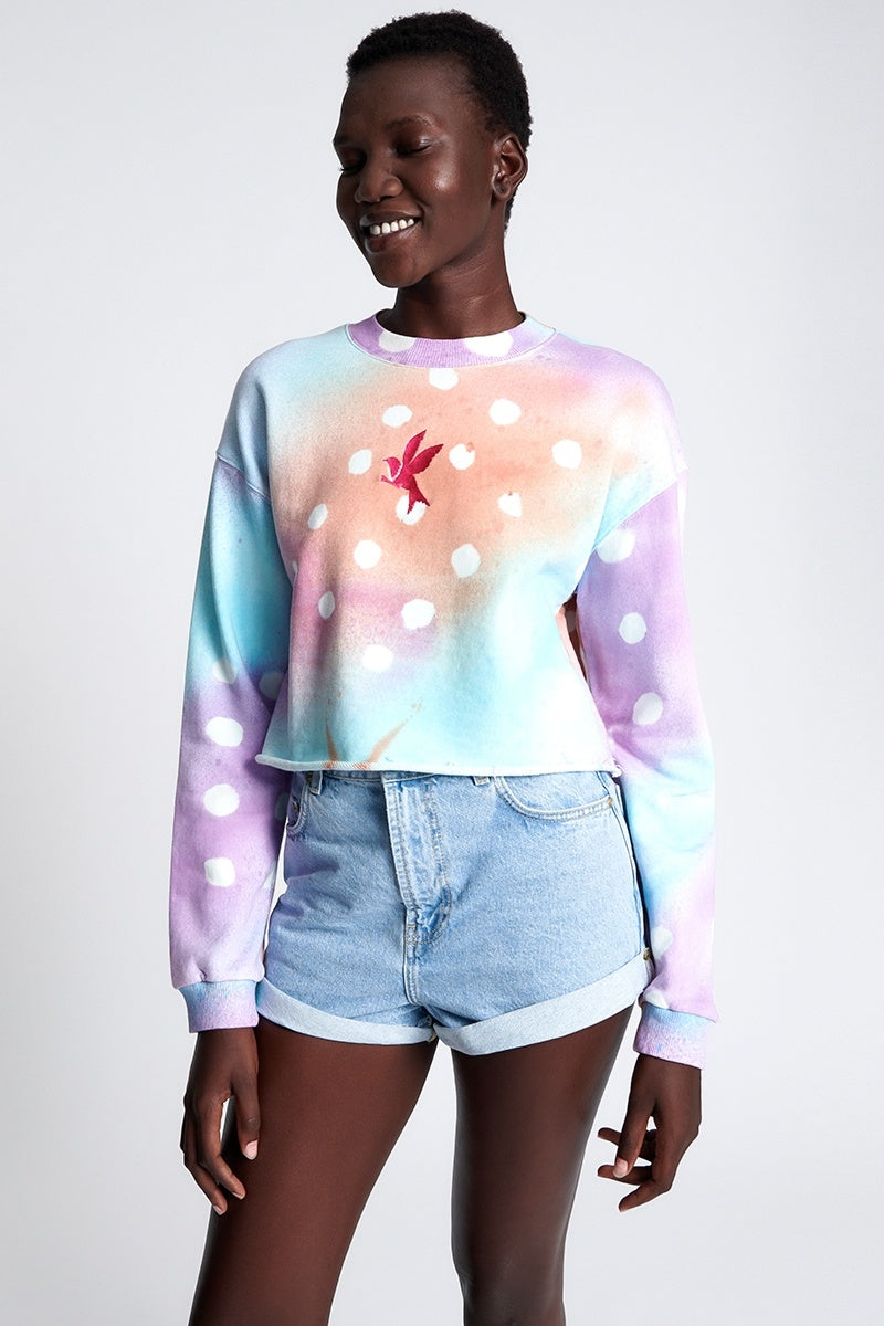 Tie dye crop top sweater sale